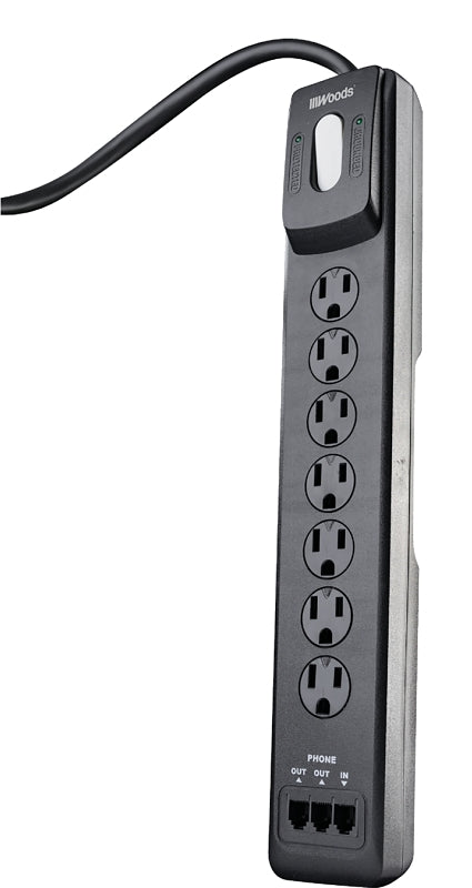 WOODS Woods 41626 Surge Protector Strip, 120 V, 15 A, 7 -Outlet, 1780 J Energy