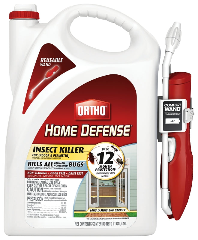 ORTHO Ortho Home Defense 0220910 Insect Killer with Comfort Wand, Liquid, Spray Application, 1.1 gal Bottle