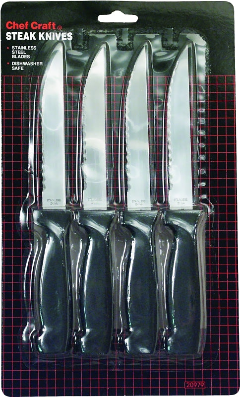 CHEF CRAFT Chef Craft 20979 Steak Knife Set, 4-1/2 in L Blade, Stainless Steel Blade, ABS Handle
