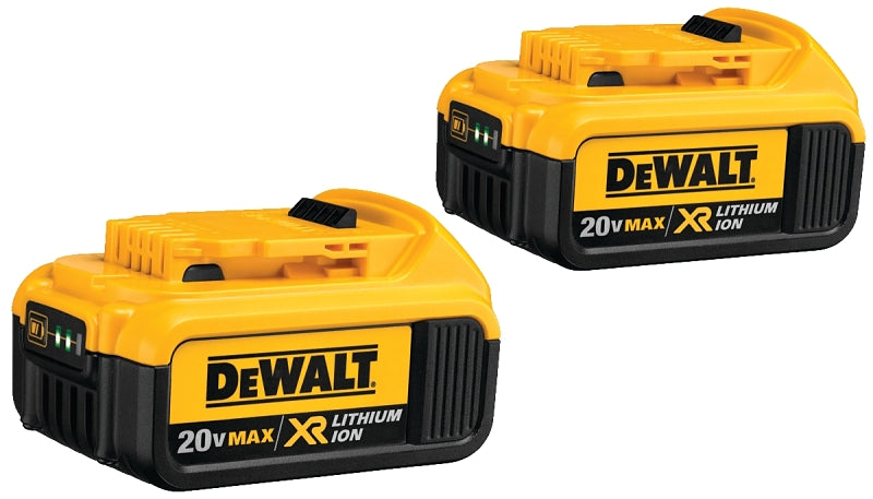 DEWALT DEWALT 20V MAX Series DCB204-2 Rechargeable Battery Pack, 20 V Battery, 4 Ah, 60 min Charging TOOLS DEWALT