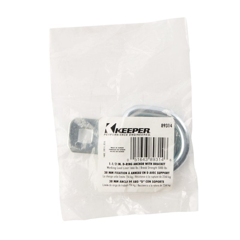 KEEPER Keeper 89314-12C D-Ring with Bracket, Silver AUTOMOTIVE KEEPER