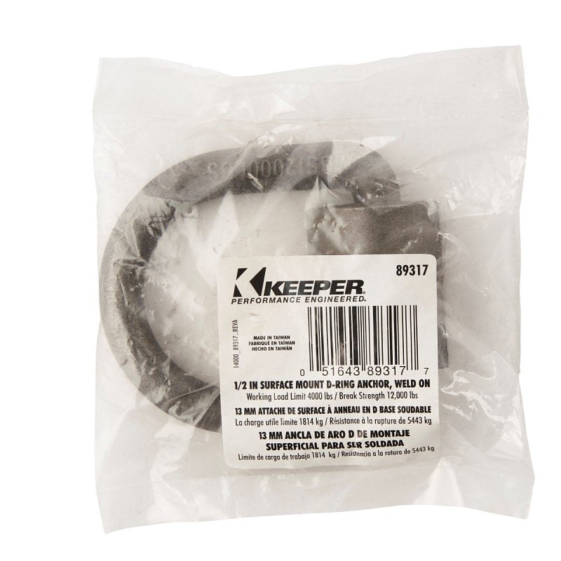 KEEPER Keeper 89317-8C Surface Mount D-Ring Anchor, Heavy-Duty, unplaited, weldable steel
