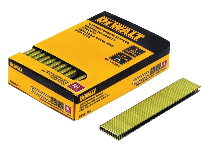 DEWALT DEWALT DNS18100-2 Crown Staple, 1/4 in W Crown, 1 in L Leg, 18, Steel