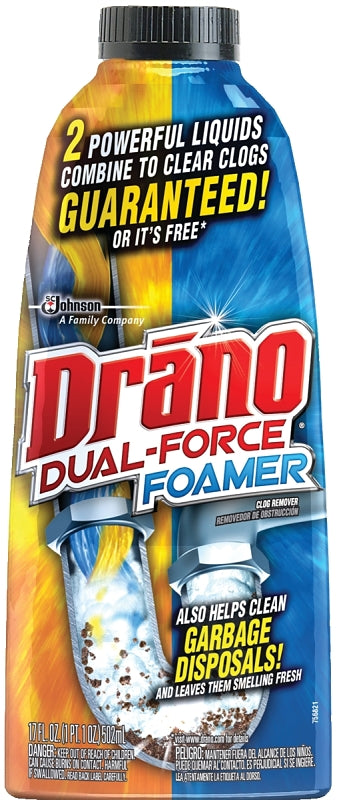 DRANO Drano Foamer 14768 Clog Remover, Liquid, Clear, Functional, 17 oz Bottle PLUMBING, HEATING & VENTILATION DRANO