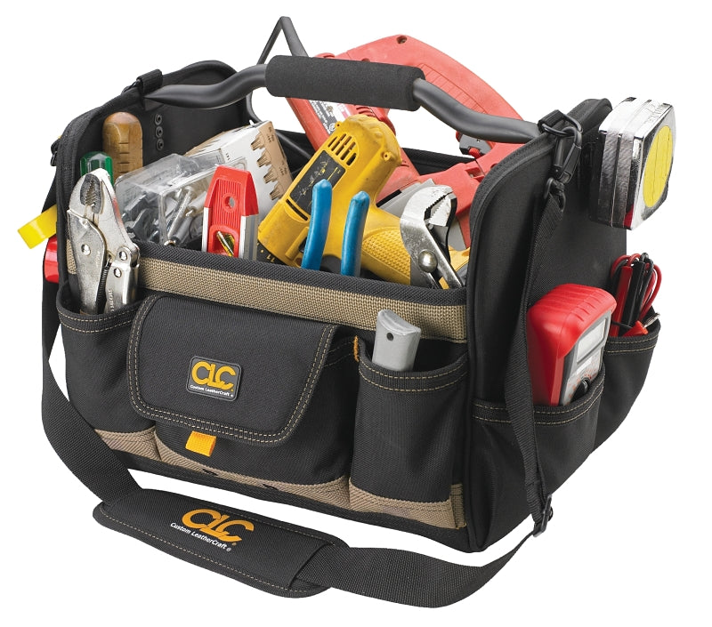 HULTAFORS CLC Tool Works Series 1578 Open Top Tool Bag, 11 in W, 11 in D, 14 in H, 21-Pocket, Polyester, Black TOOLS HULTAFORS