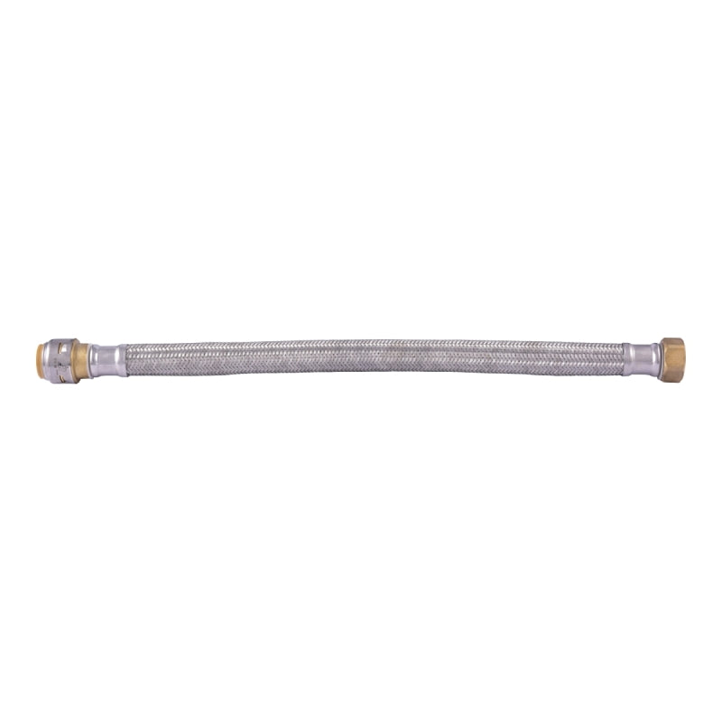 SHARKBITE SharkBite UR3088FX18 Braided Flexible Water Heater Connector, 3/4 in, FIP x SharkBite, Brass/Stainless Steel
