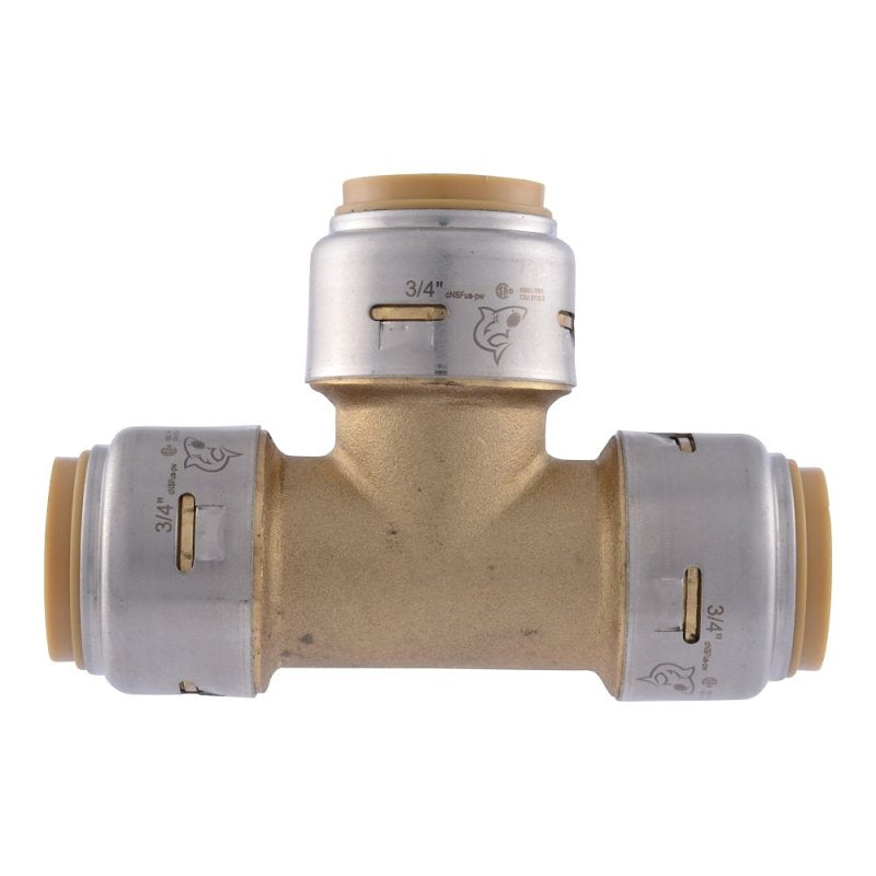 SHARKBITE SharkBite Max UR370A Pipe Tee, 3/4 in, Push-to-Connect, DZR Brass, 250 psi Pressure PLUMBING, HEATING & VENTILATION SHARKBITE
