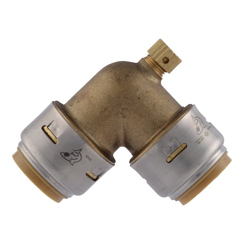 SHARKBITE SharkBite UR5256A Pipe Elbow with Drain/Vent, 3/4 in, 90 deg Angle, Brass, 200 psi Pressure PLUMBING, HEATING & VENTILATION SHARKBITE