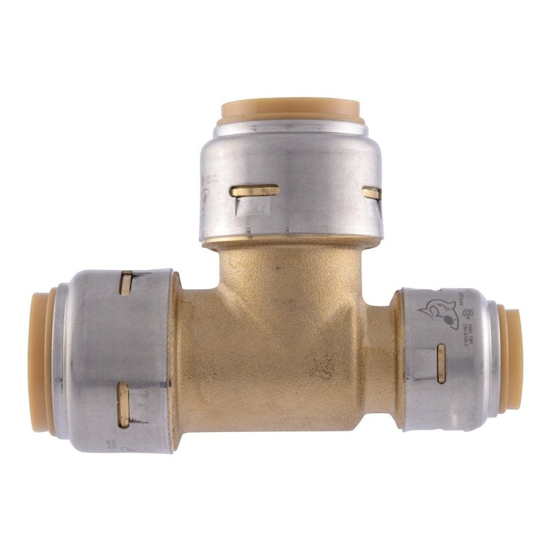 SHARKBITE SharkBite Max Series UR444A Reducing Tee, 3/4 x 1/2 in, PTC, Brass, 250 psi Pressure PLUMBING, HEATING & VENTILATION SHARKBITE