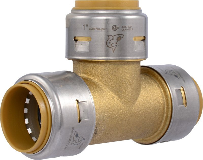 SHARKBITE SharkBite Max Series UR374A Tee, 1 in, Push-To-Connect, Brass/Stainless Steel, 400 psi Pressure PLUMBING, HEATING & VENTILATION SHARKBITE