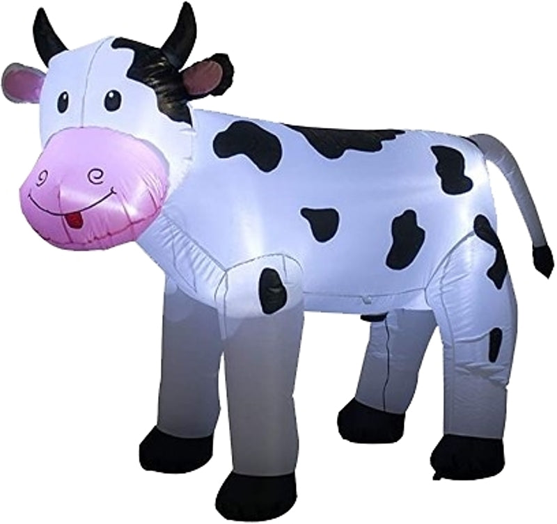 SANTAS FOREST Santas Forest 90812 Inflatable Cow, 5 ft H, Polyester, Black/White