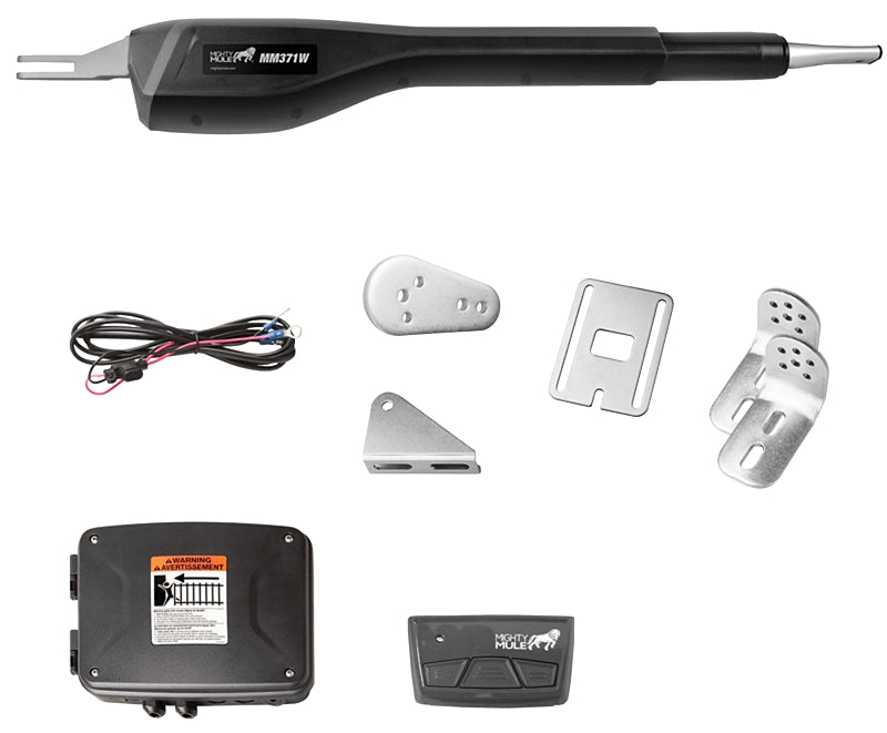MIGHTY MULE Mighty Mule MM371W Series Gate Opener, Single Swing, Battery, 16 ft Max Gate L