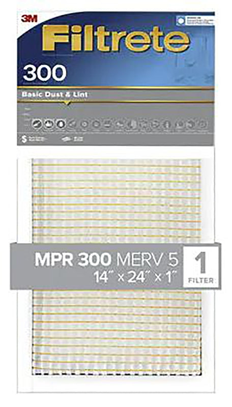 FILTRETE Filtrete 323DC-4 Air Filter, 24 in L, 14 in W, 5 MERV, 300 MPR, For: Air Conditioner, Furnace and HVAC System