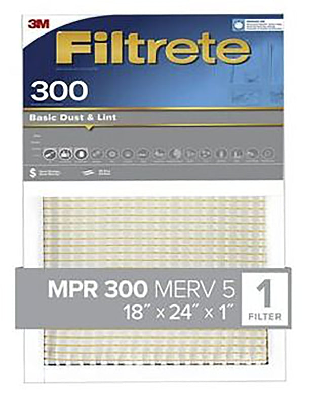 FILTRETE Filtrete 321-4 Air Filter, 24 in L, 18 in W, 5 MERV, 300 MPR