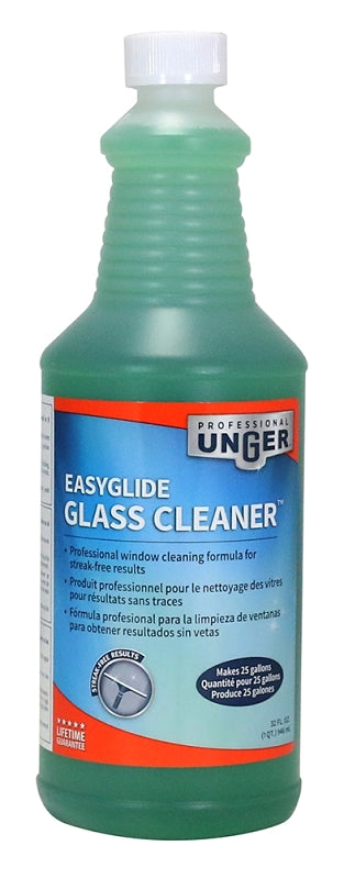 UNGER Unger Professional EasyGlide 0400 Glass Cleaner, 32 oz, Liquid, Pleasant, Clear Green