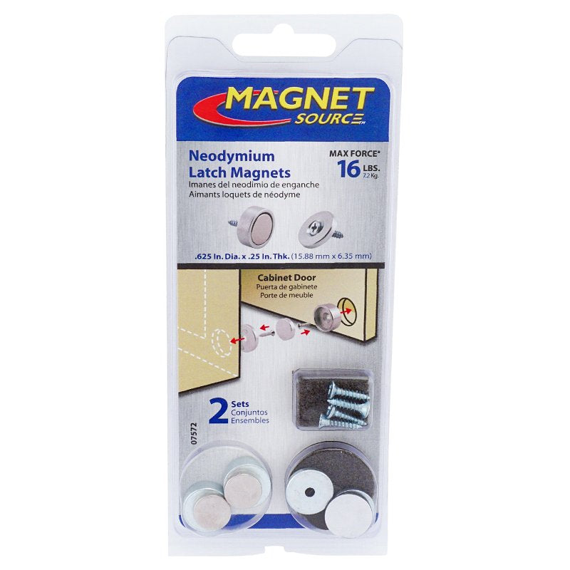 MASTER MAGNETICS Magnet Source 07572 Latch Magnet Kit, 5/8 in W, Steel, Zinc