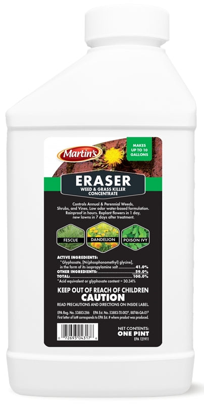 MARTIN'S Martin's 82004317 Weed and Grass Killer, Liquid, Clear, 1 pt