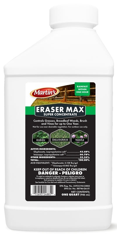 MARTIN'S Martin's ERASER MAX 82002488 Weed Killer, Liquid, Clear Yellow, 1 qt Bottle HARDWARE & FARM SUPPLIES MARTIN'S   