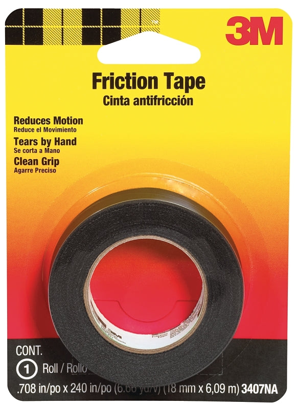 3M Scotch 3407 Friction Tape, 20 ft L, 3/4 in W, PVC Backing, Black ELECTRICAL 3M