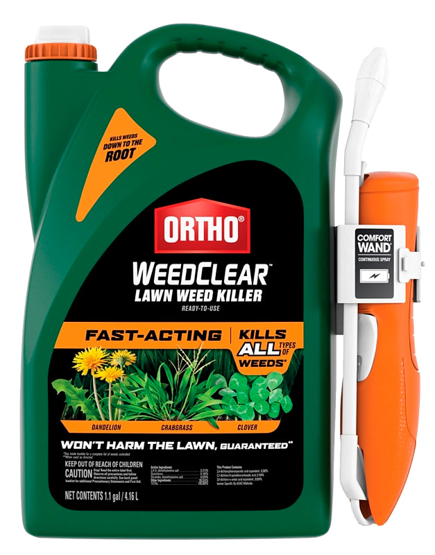 ORTHO Ortho WeedClear 0446505 Ready-To-Use Lawn Weed Killer, Liquid, Spray Application, 1.1 gal Jug