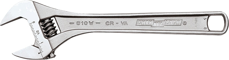 CHANNELLOCK CHANNELLOCK WIDEAZZ Series 808W Adjustable Wrench, 8 in OAL, 1.18 in Jaw, Steel, Chrome, I-Beam Handle TOOLS CHANNELLOCK   