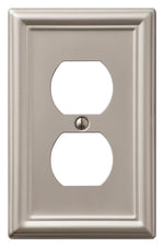 AMERELLE AmerTac Chelsea 149DBN Outlet Wallplate, 4-7/8 in L, 3-1/8 in W, 1 -Gang, Steel, Brushed Nickel, Wall Mounting