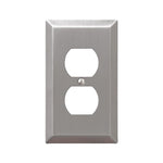 AMERELLE AmerTac Century 163DBN Outlet Wallplate, 4-15/16 in L, 2-7/8 in W, 1 -Gang, Steel, Brushed Nickel, Wall Mounting