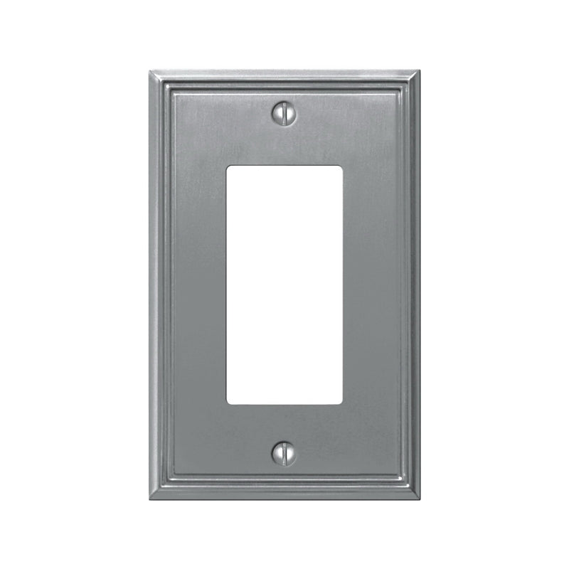 AMERELLE AmerTac Metro Line 77RBN Wallplate, 4-7/8 in L, 3 in W, 1 -Gang, Metal, Brushed Nickel