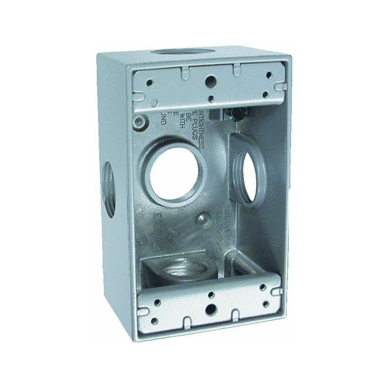 BELL OUTDOOR Bell Outdoor 5332-0 Weatherproof Box, 5-Outlet, 1-Gang, Aluminum, Gray, Powder-Coated