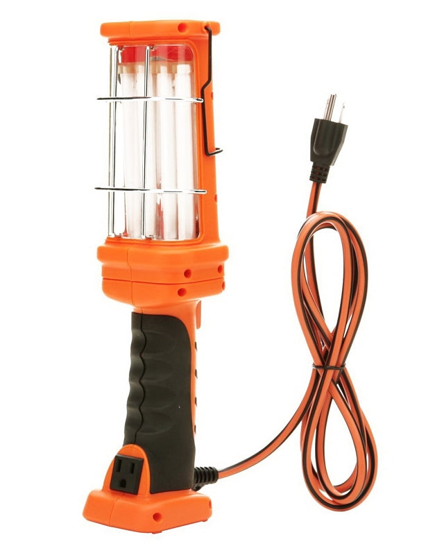 WOODS CCI L1921 Trouble Work Light with Grounded Outlet, CFL Lamp, 1650 Lumens Lumens, Black/Orange