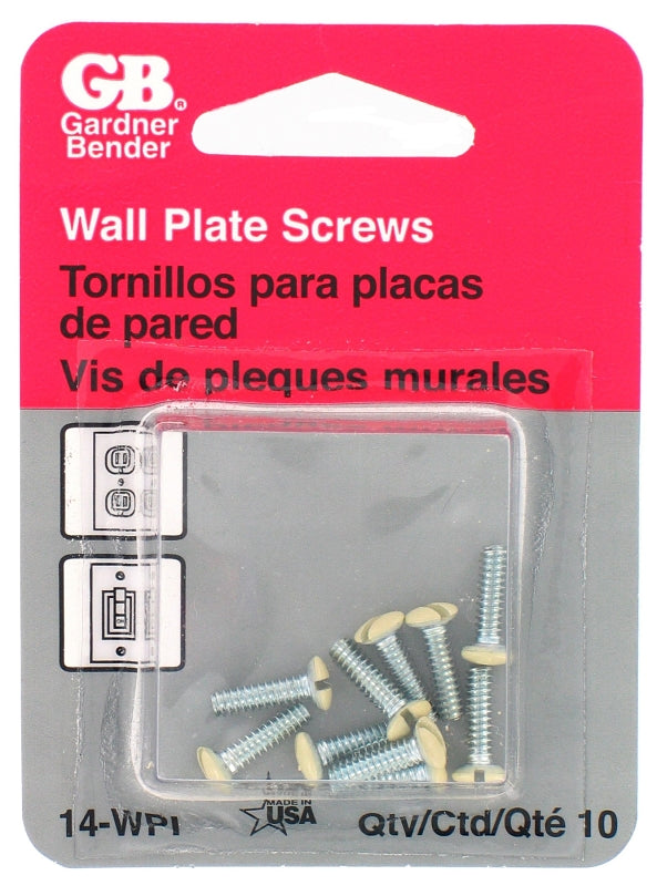 GB Gardner Bender 14-WPI Screw Kit, 1/2 in L, Flat Head, Ivory ELECTRICAL GB