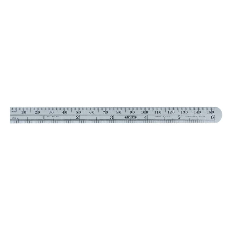 GENERAL General 305ME Precision Measuring Ruler with Graduations, SAE/Metric Graduation, Stainless Steel, Black, 15/32 in W TOOLS GENERAL
