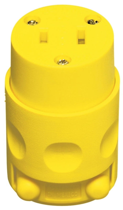 LEVITON Leviton 000-115CV-000 Cord Connector, 2 -Pole, 15 A, 125 V, NEMA: NEMA 1-15, Yellow