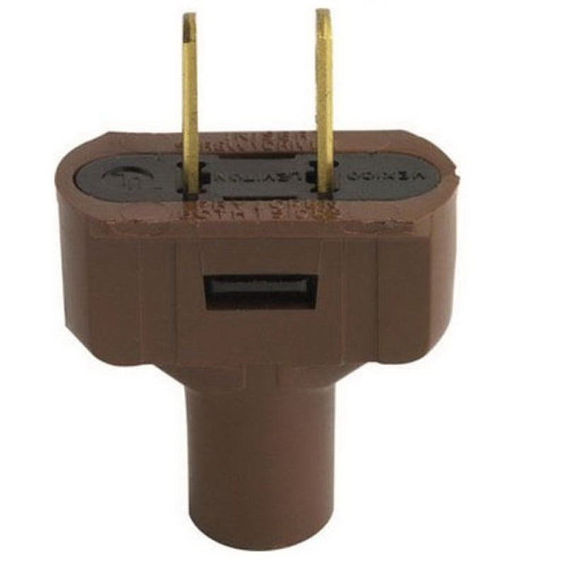 LEVITON Leviton 000-48643-000 Electrical Plug, Non-Polarized, 1/8 in, 2-Pole, 15 A, 125 V, NEMA: NEMA 1-15P, Brown