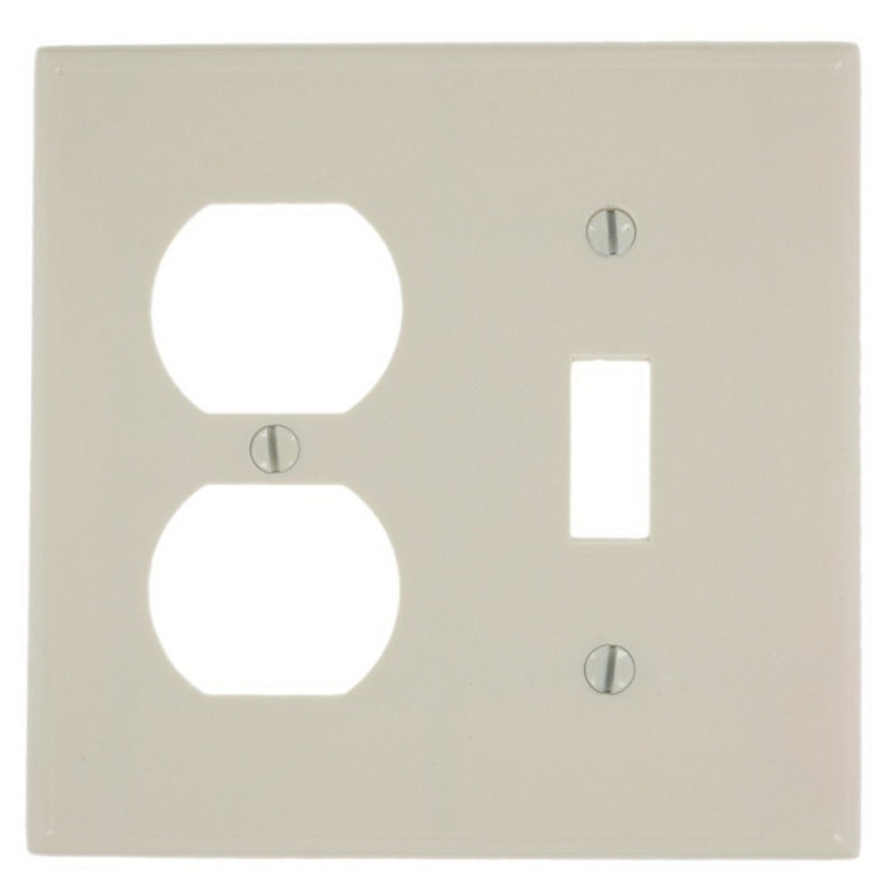 LEVITON Leviton 78005 Combination Wallplate, 4-1/2 in L, 4-9/16 in W, Standard, 2-Gang, Thermoset Plastic, Light Almond, Smooth ELECTRICAL LEVITON