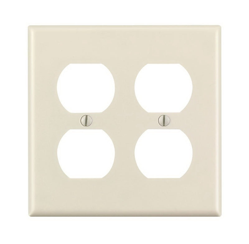 LEVITON Leviton 78016 Receptacle Wallplate, 4-1/2 in L, 4-9/16 in W, 2 -Gang, Thermoset, Light Almond, Smooth ELECTRICAL LEVITON