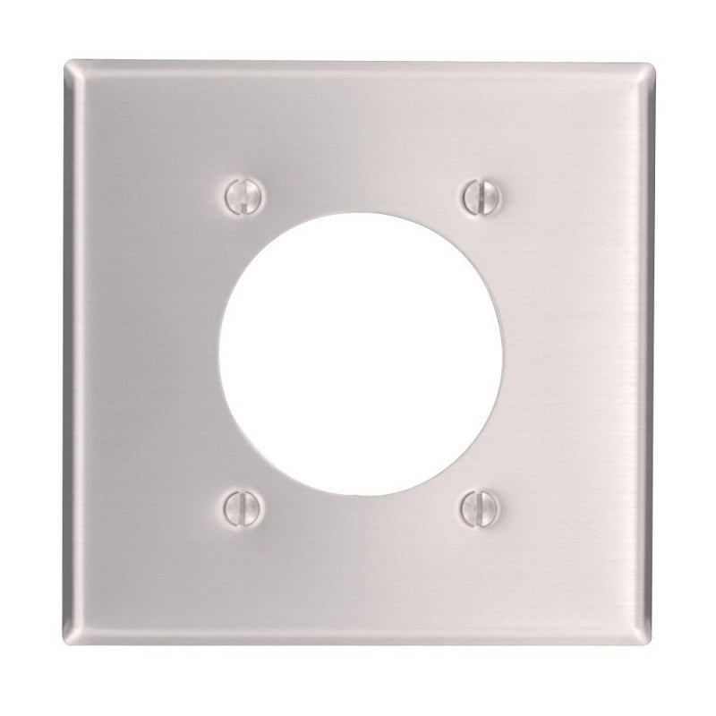 LEVITON Leviton 83026 Wallplate, 4-1/2 in L, 4-9/16 in W, 2 -Gang, Aluminum, Silver, Aluminum, Flush Mounting ELECTRICAL LEVITON