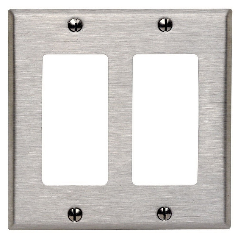 LEVITON Leviton 84409-000 Wallplate, 4.56 in L, 4-1/2 in W, 2-Gang, Stainless Steel, Stainless Steel, Brushed ELECTRICAL LEVITON