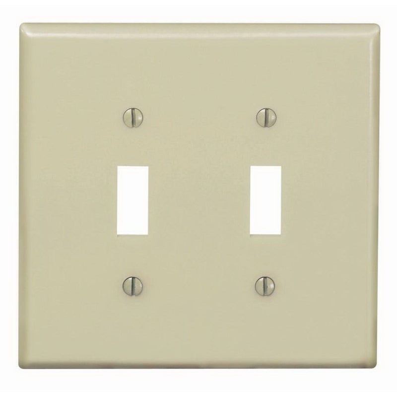 LEVITON Leviton PJ2-I Wallplate, 4-7/8 in L, 4.94 in W, 2 -Gang, Nylon, Ivory ELECTRICAL LEVITON