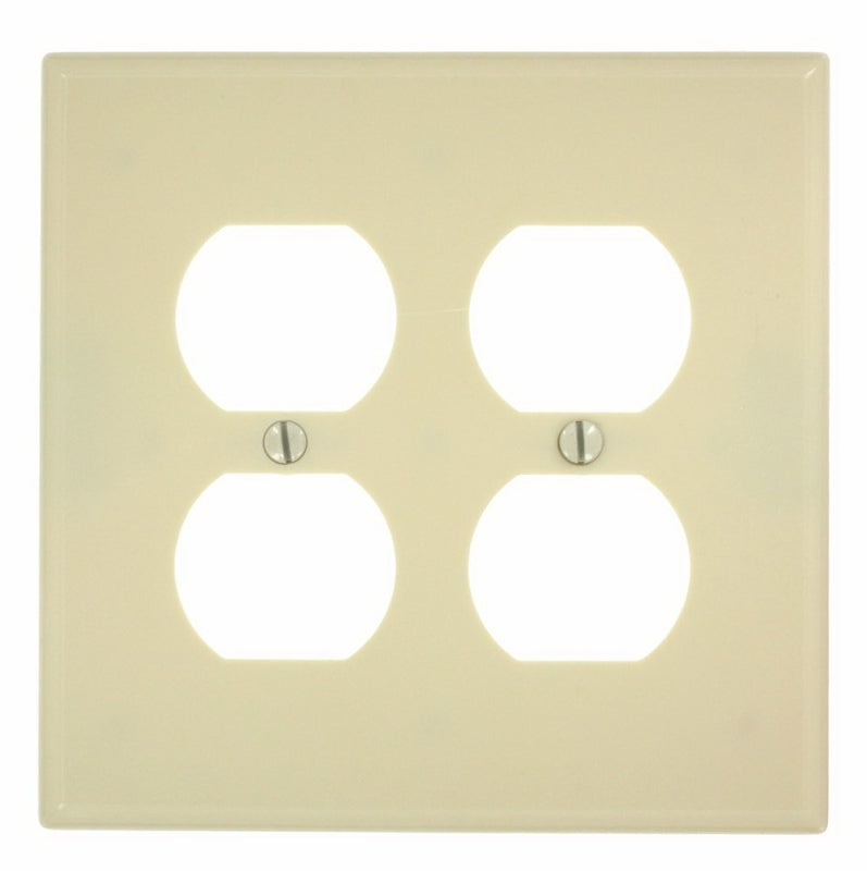 LEVITON Leviton 80516-I Receptacle Wallplate, 4-7/8 in L, 4.94 in W, Midway, 2 -Gang, Plastic, Ivory, Surface Mounting ELECTRICAL LEVITON