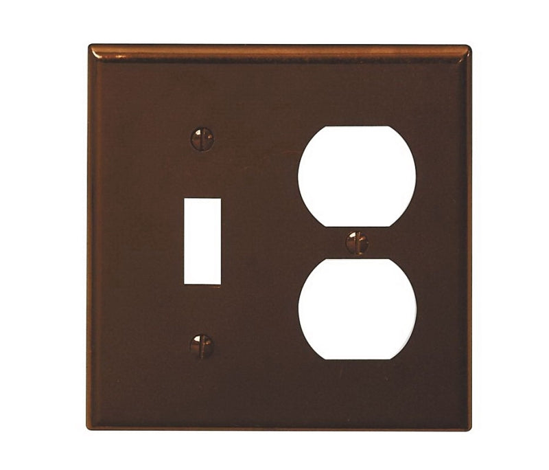 LEVITON Leviton 85005 Combination Wallplate, 4-1/2 in L, 4-9/16 in W, 2 -Gang, Thermoset Plastic, Brown, Smooth ELECTRICAL LEVITON