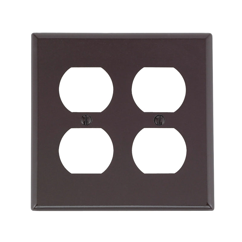 LEVITON Leviton 85016 Receptacle Wallplate, 4-1/2 in L, 4-9/16 in W, 2 -Gang, Thermoset Plastic, Brown, Smooth ELECTRICAL LEVITON