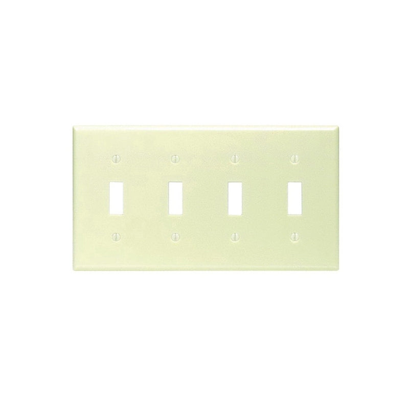 LEVITON Leviton 001-86012-000 Wallplate, 4-1/2 in L, 2-3/4 in W, 4 -Gang, Thermoset, Ivory, Smooth ELECTRICAL LEVITON