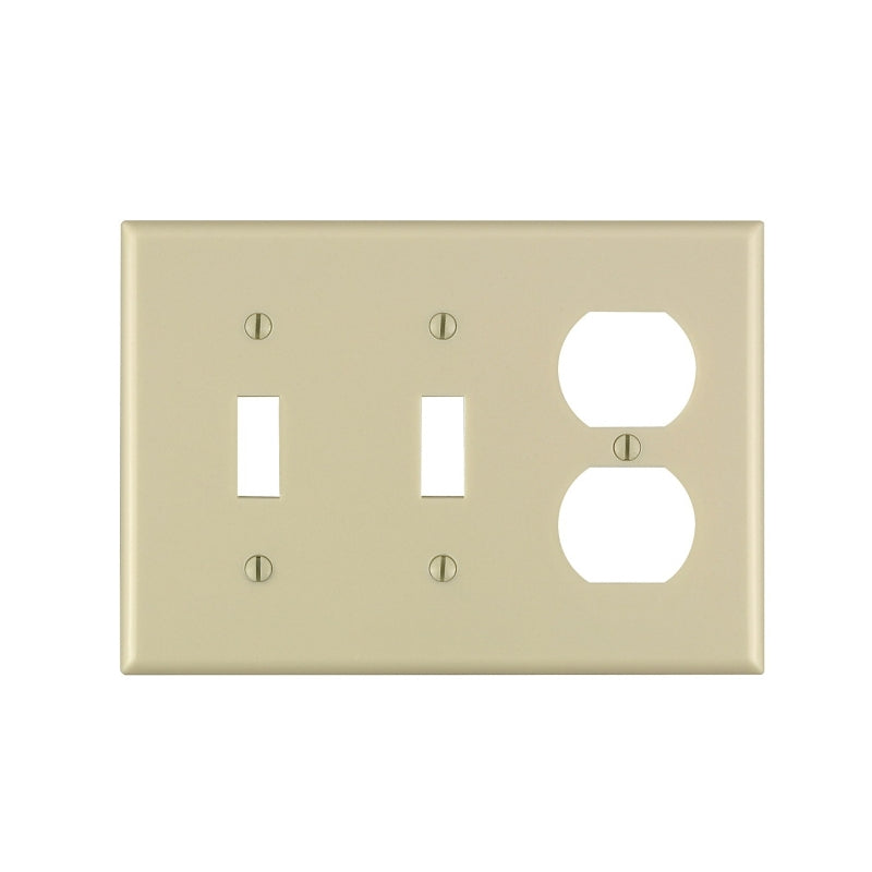 LEVITON Leviton 86021 Combination Wallplate, 4-1/2 in L, 6-3/8 in W, 3 -Gang, Thermoset Plastic, Ivory, Smooth ELECTRICAL LEVITON