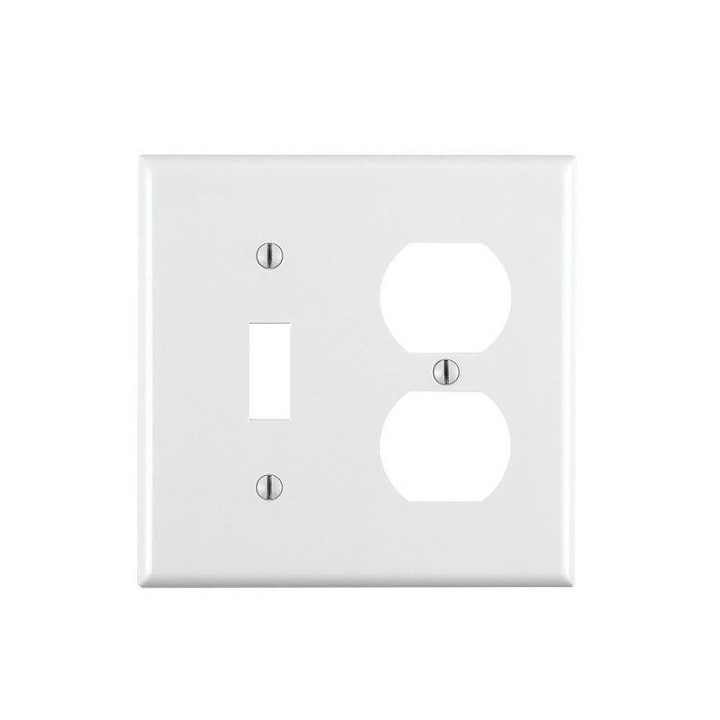 LEVITON Leviton 88005 Combination Wallplate, 4-1/2 in L, 4-9/16 in W, Standard, 2-Gang, Thermoset Plastic, White, Smooth, Flush ELECTRICAL LEVITON