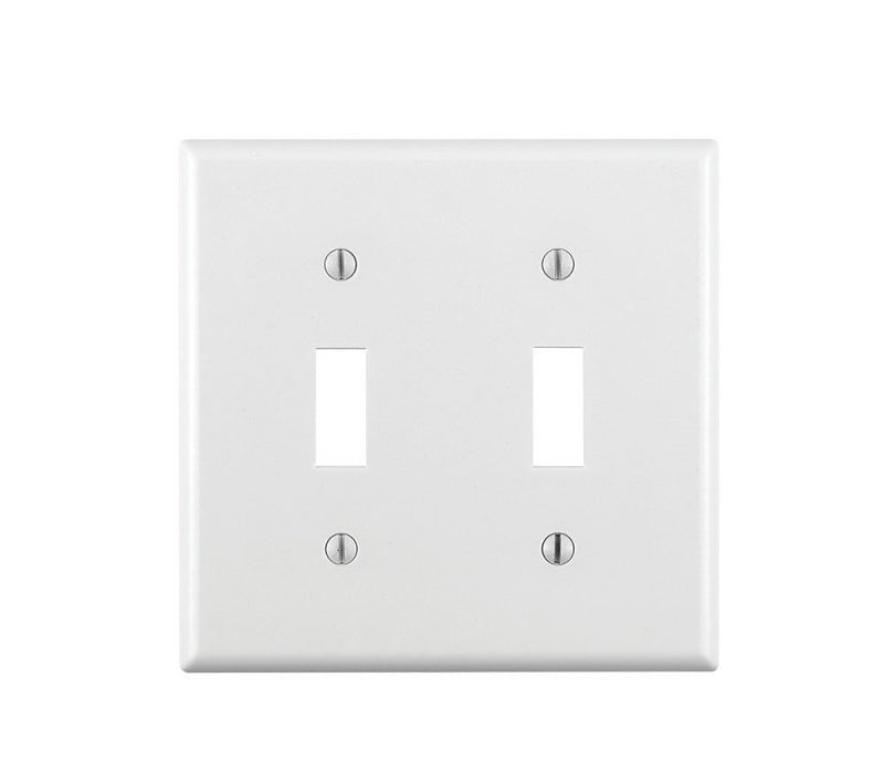 LEVITON Leviton 001-88009-000 Non-Metallic Wallplate, 4-1/2 in L, 2-3/4 in W, 2 -Gang, Thermoset, White, Smooth ELECTRICAL LEVITON