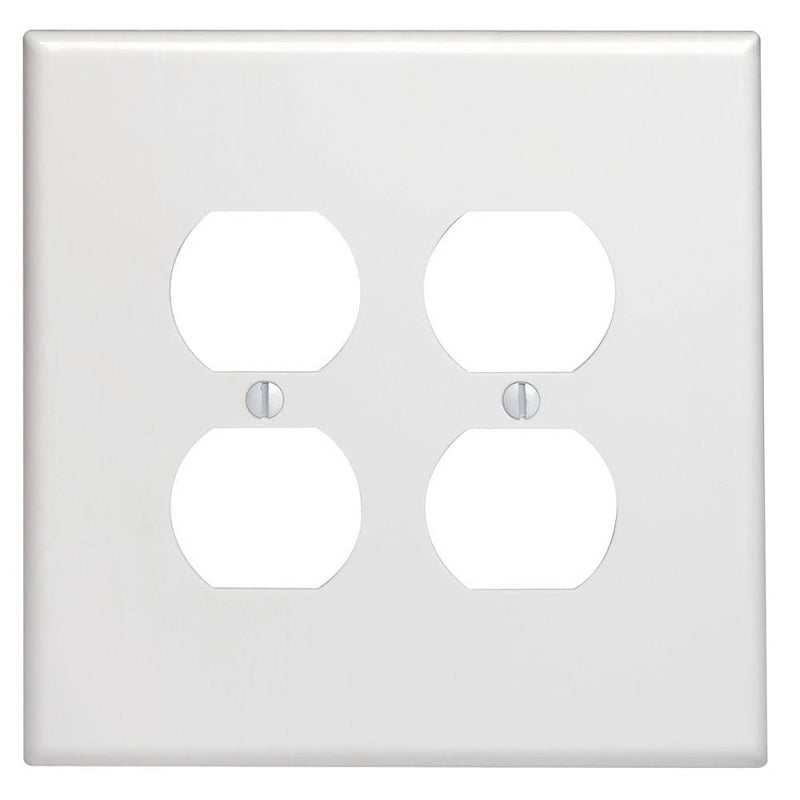 LEVITON Leviton 88116 Receptacle Wallplate, 5-1/4 in L, 5.31 in W, Oversized, 2 -Gang, Plastic, White, Surface Mounting ELECTRICAL LEVITON