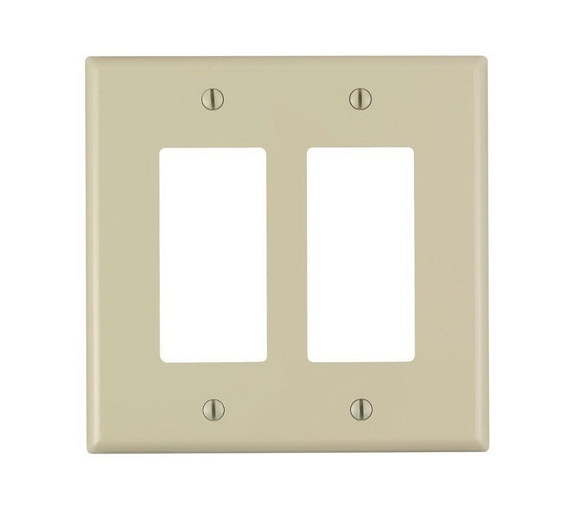 LEVITON Leviton PJ262-I Wallplate, 4.88 in L, 4.94 in W, 2-Gang, Nylon, Ivory ELECTRICAL LEVITON