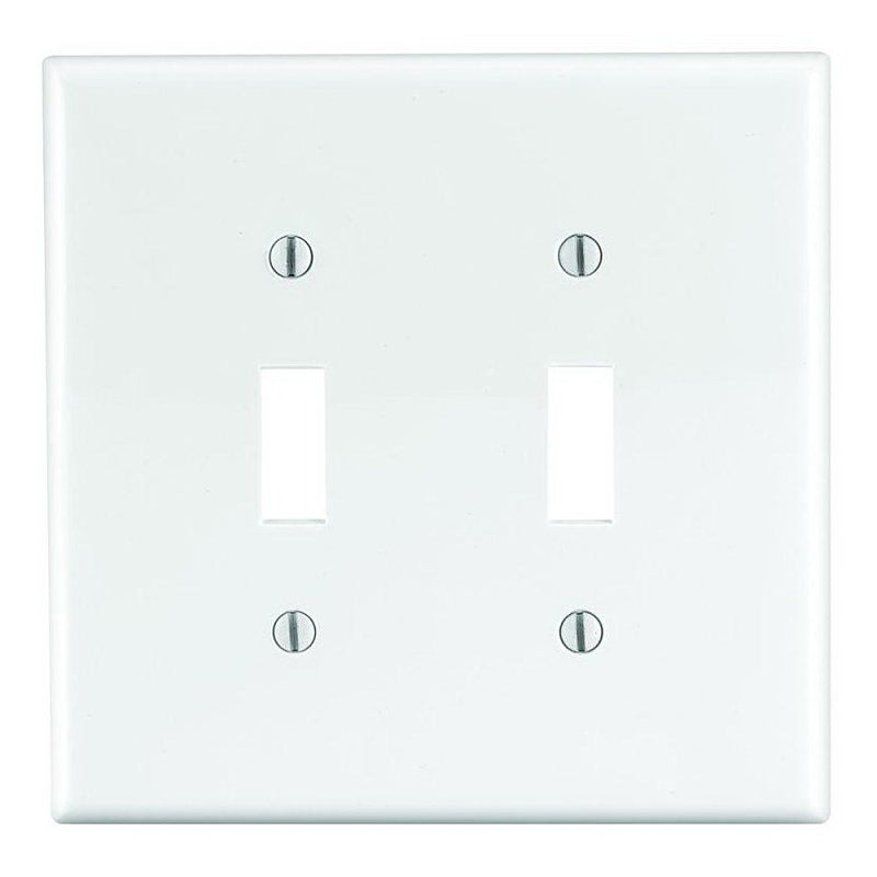 LEVITON Leviton PJ2-W Wallplate, 4-7/8 in L, 4.94 in W, 2 -Gang, Nylon, White ELECTRICAL LEVITON