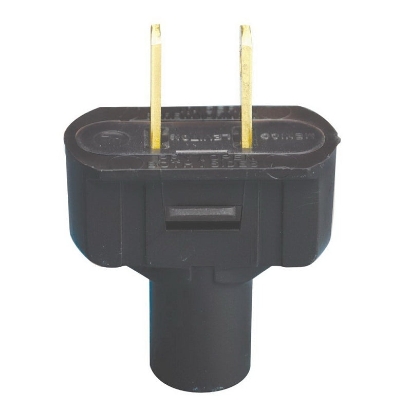 LEVITON Leviton 002-48643-00E Electrical Plug, Non-Polarized, Short Flat, 1/8 in, 2-Pole, 15 A, 125 V, NEMA: NEMA 1-15P, Black